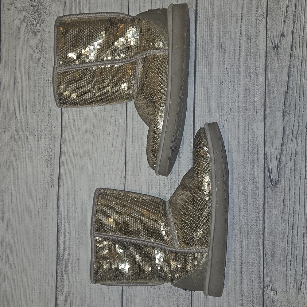 UGG Classic Short Sequin Boots Gold Size 8